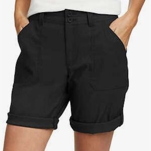 NWT Eddie Bauer Bermuda Shorts Stretch Women's Size 4 Black Rolled Hem UPF 50